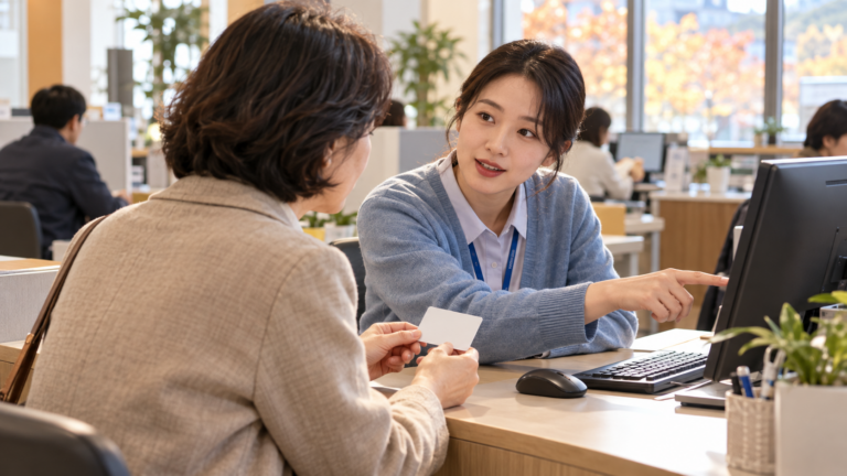 2026 문화누리카드 자동재충전이 안 됐을 때 주민센터 담당자와 자격 및 카드 상태를 상담하는 모습